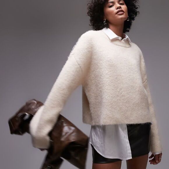 Topshop Knit Fluffy Relaxed Ultimate Sweater Women’s 12 - Picture 1 of 5